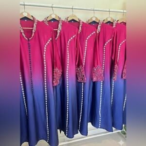 Chic Long Sleeve Dress in Pink and Blue